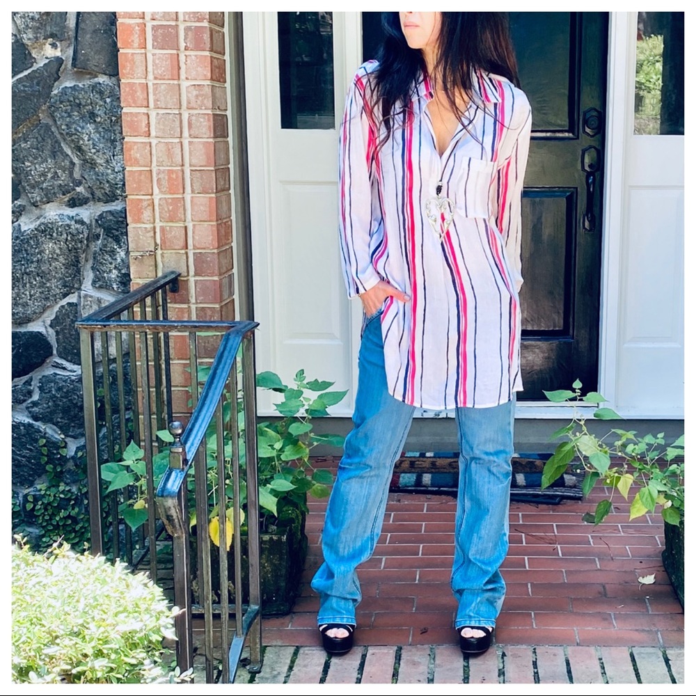 Chic white loose fit striped tunic - Picture 2 of 10
